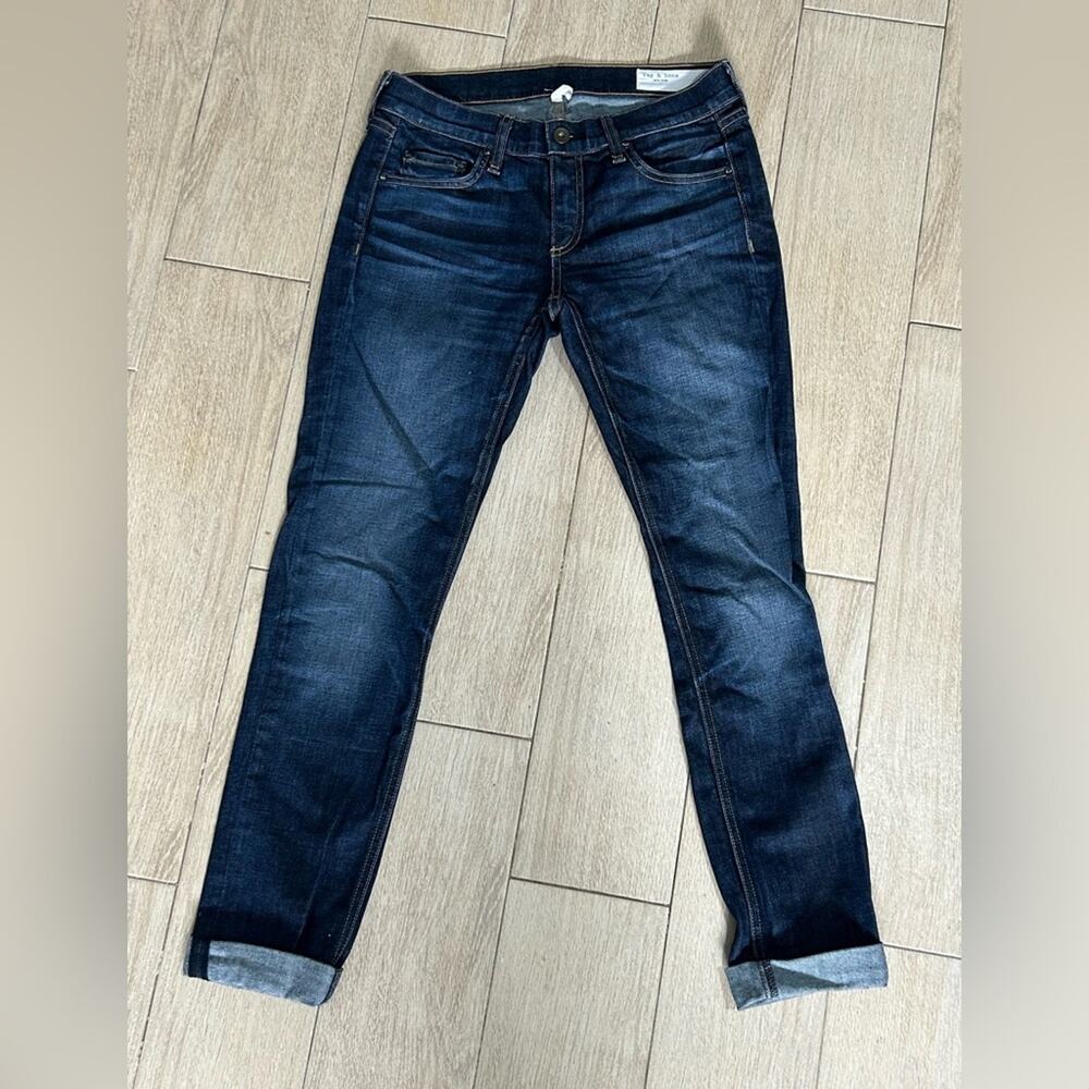 Rag & bone Dre Women's Blue Jeans denim dark medium wash distressed size 26